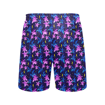 Palm Tree Night Scene Design Print Men's Swim Trunks Beach Shorts