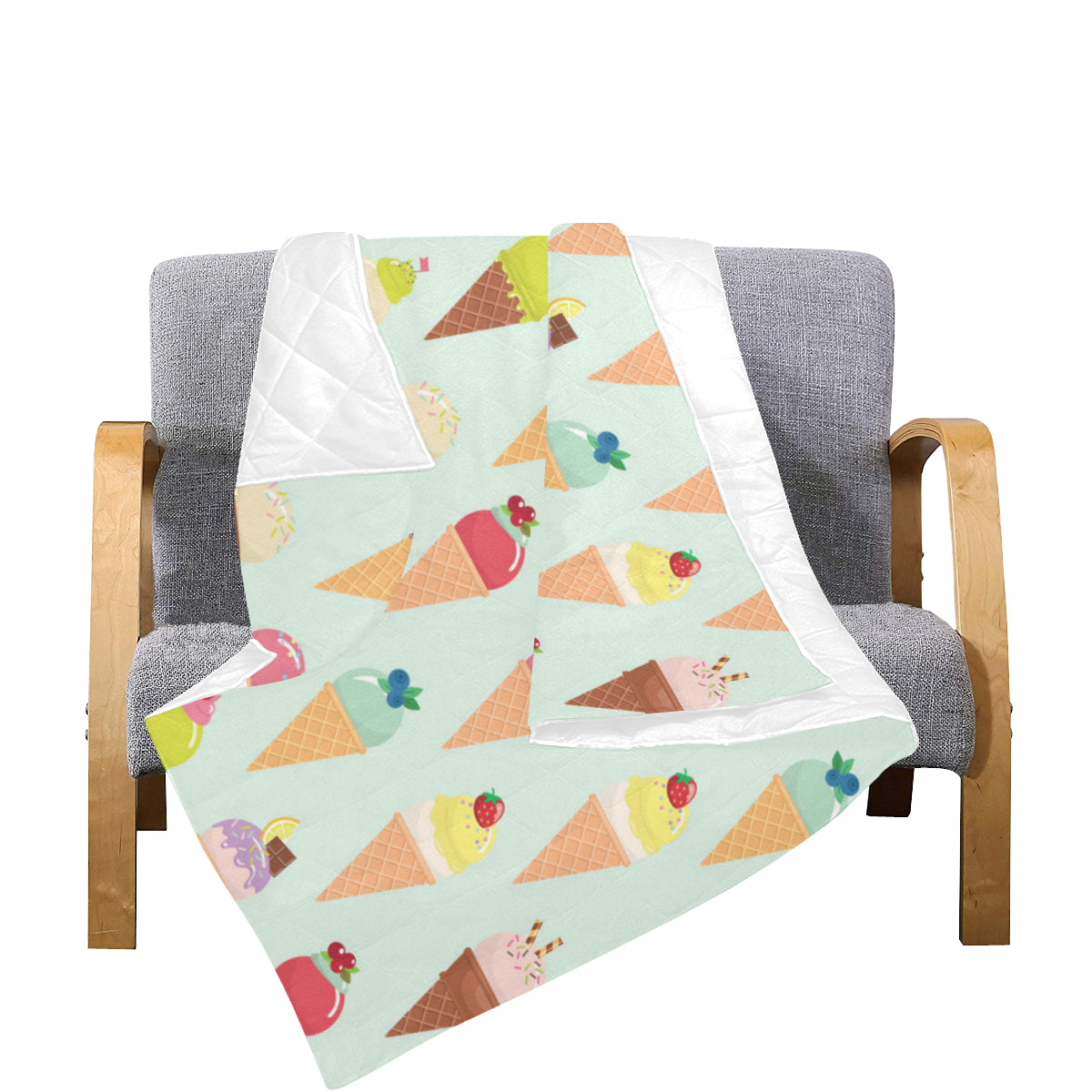Ice Cream Pattern Print Design 03 Premium Quilt