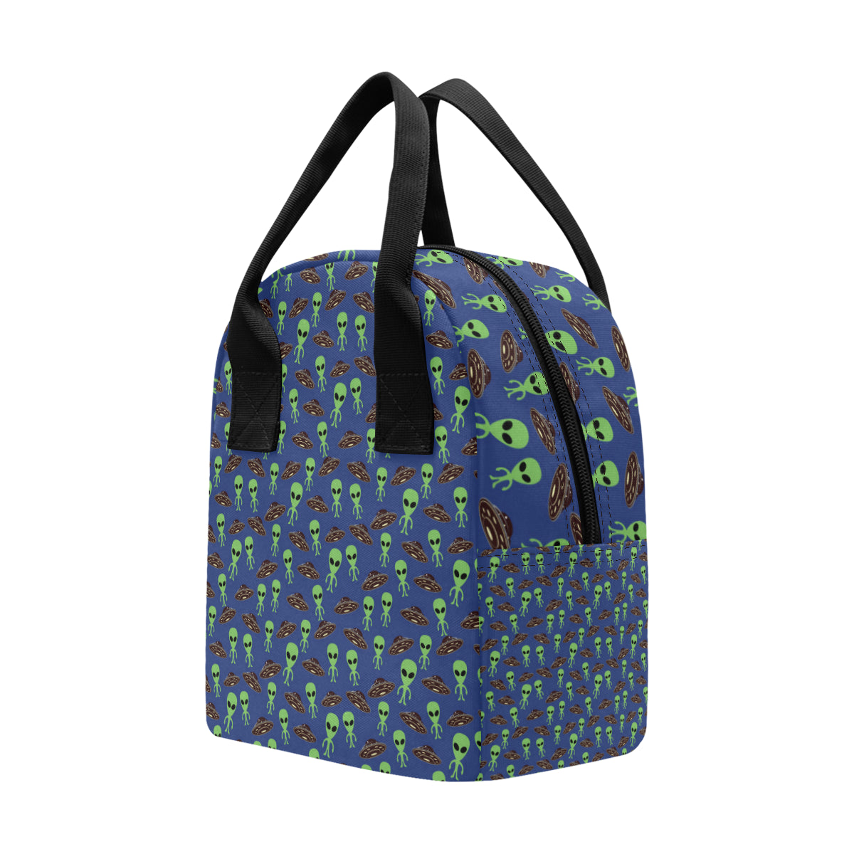 Alien Green UFO Pattern Insulated Lunch Bag