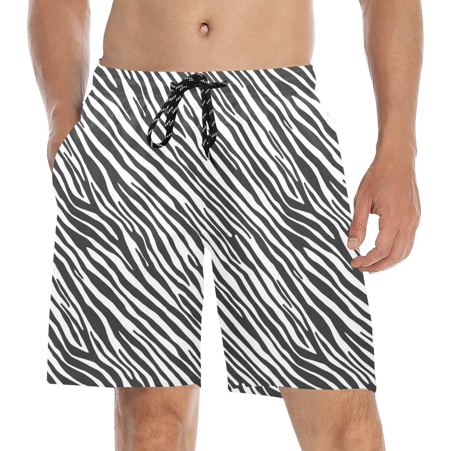Zebra Classic Print Design LKS302 Men's Swim Trunks Beach Shorts