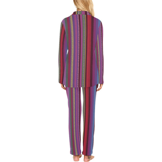 Serape Stripe Print Women's Long Pajama Set