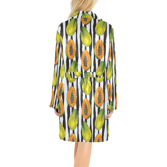 Papaya Pattern Print Design PP01 Women's Fleece Robe