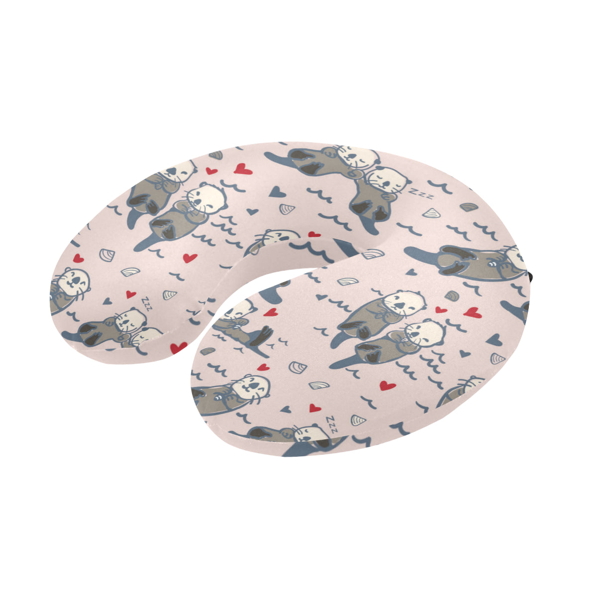 Sea Otter Pattern Print Design 02 U-Shaped Travel Neck Pillow