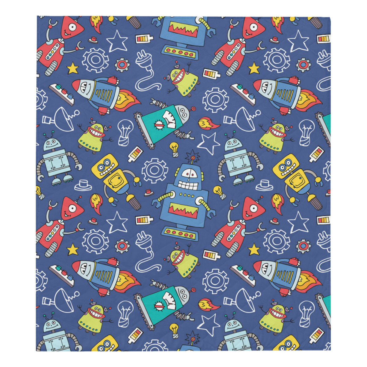 Robot Pattern Print Design A03 Premium Quilt