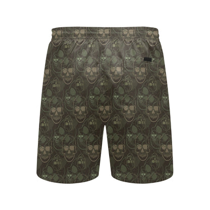 Skull Camo Style Print Design LKS308 Men's Swim Trunks Beach Shorts