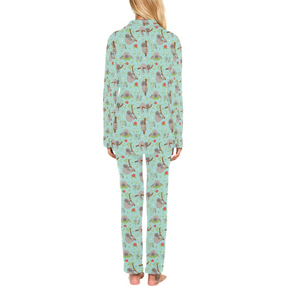 Sloth Print Design LKS305 Women's Long Pajama Set