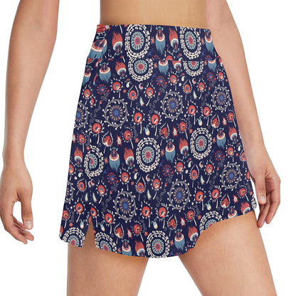 Suzani Print Design LKS305 17" Golf & Pickleball Skort with Pockets