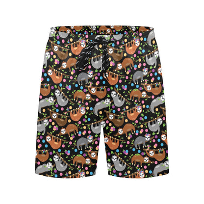 Sloth Print Design LKS306 Men's Swim Trunks Beach Shorts