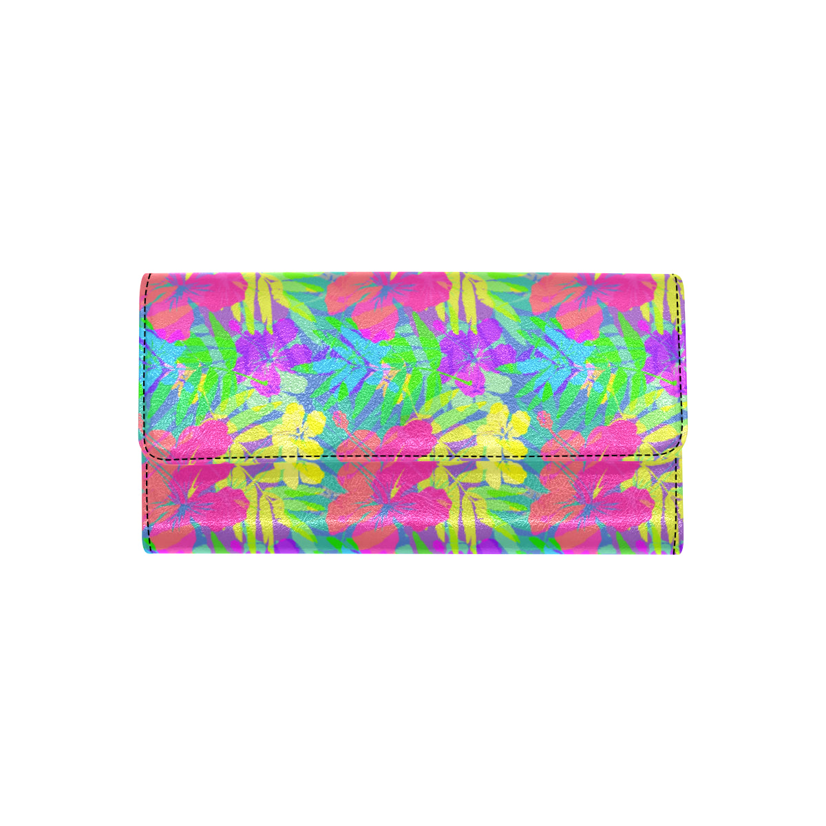 Neon Tropical Pattern Print Design A03 Women's Trifold Wallet