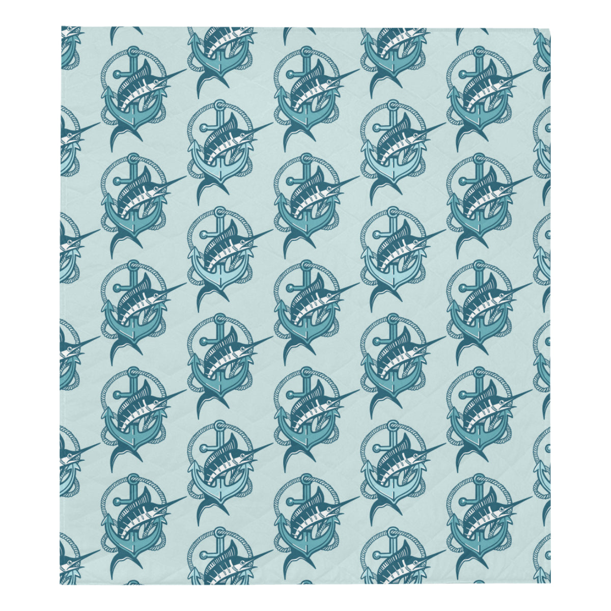 Swordfish Pattern Print Design 03 Premium Quilt
