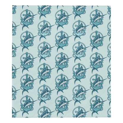 Swordfish Pattern Print Design 03 Premium Quilt