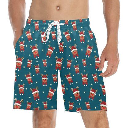 Reindeer Print Design LKS406 Men's Swim Trunks Beach Shorts