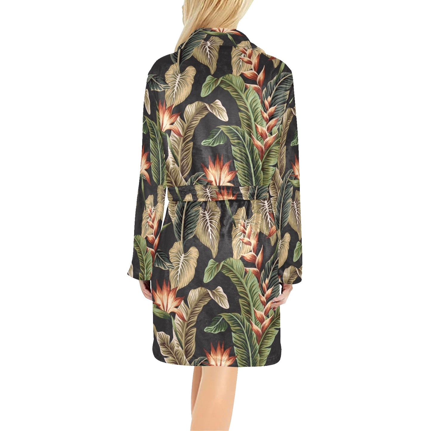 Tropical Flower Pattern Print Design TF014 Women's Fleece Robe