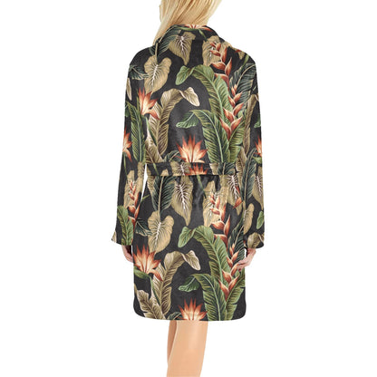 Tropical Flower Pattern Print Design TF014 Women's Fleece Robe