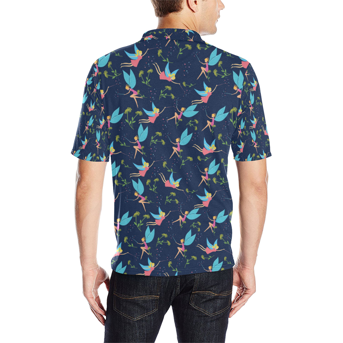 Fairy with flower Print Pattern Men Polo Shirt