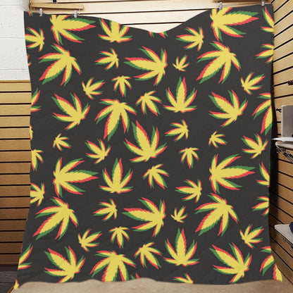 Pot Leaf Pattern Print Design A02 Premium Quilt