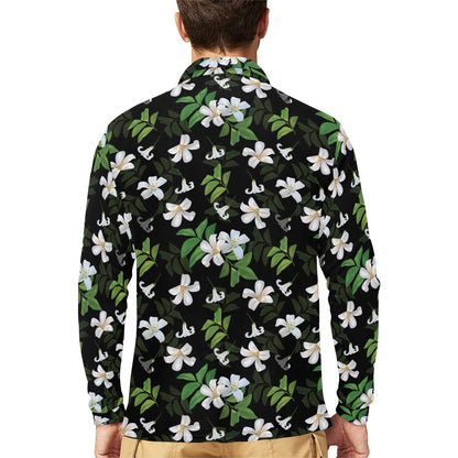 Sampaguita Print Design LKS301 Long Sleeve Polo Shirt For Men's