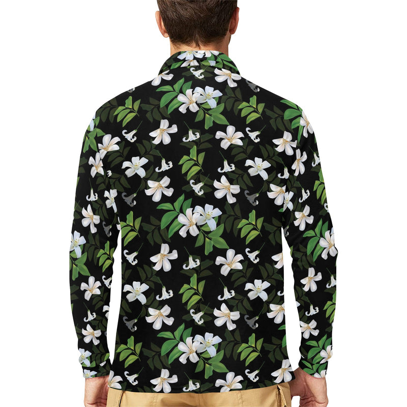 Sampaguita Print Design LKS301 Long Sleeve Polo Shirt For Men's