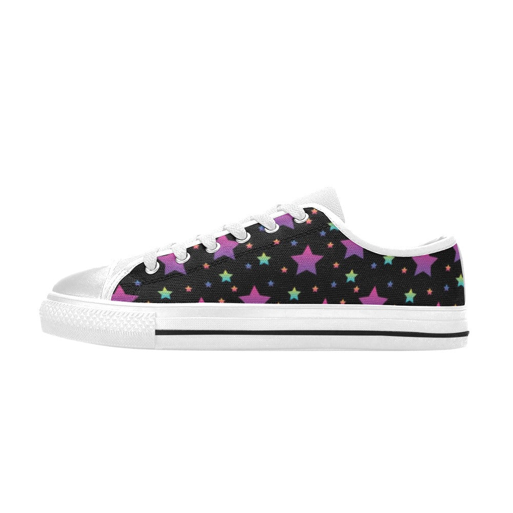 Star Print Design LKS305 Women's White Low Top Shoes