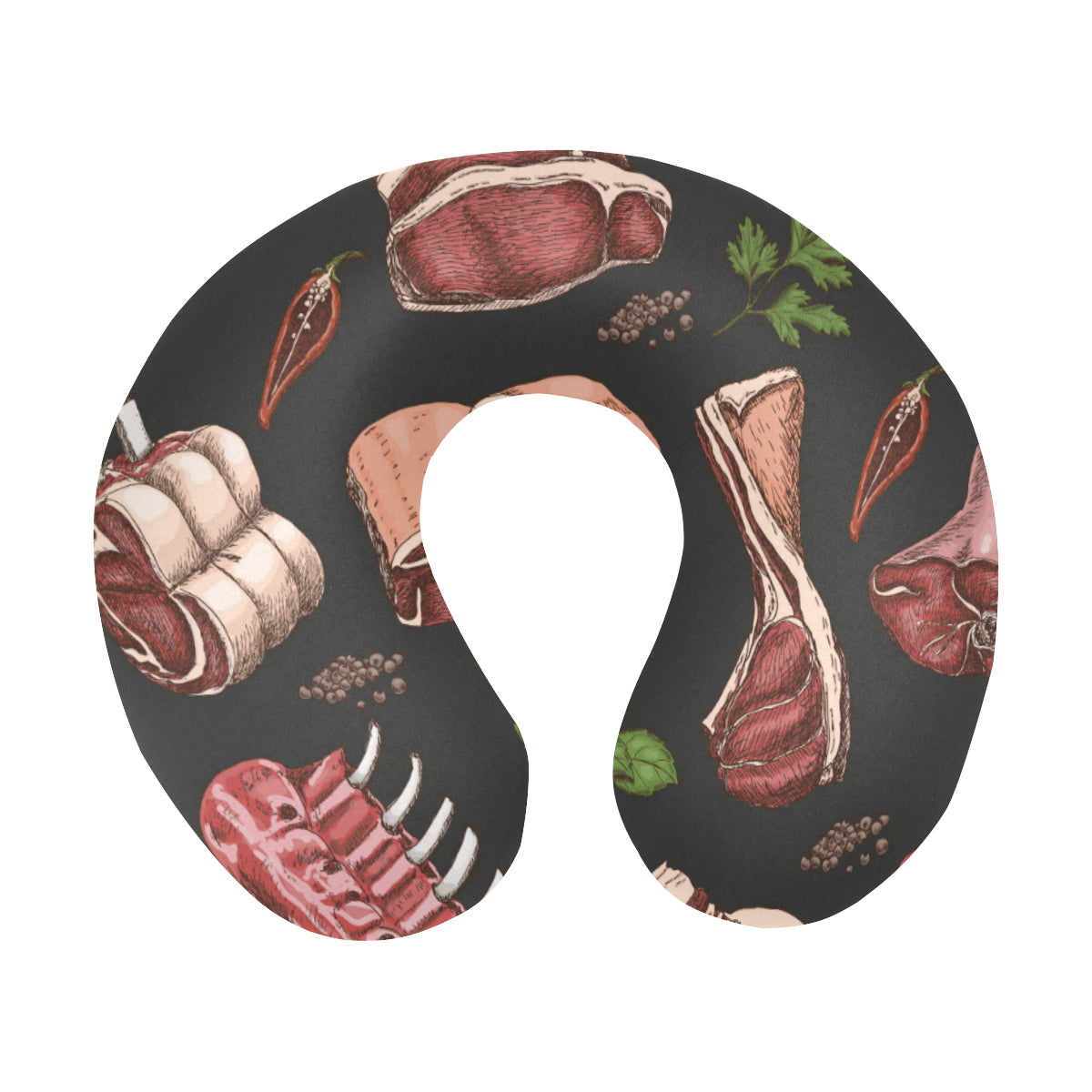 Meat Pattern Print Design 02 U-Shaped Travel Neck Pillow