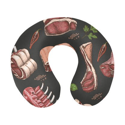 Meat Pattern Print Design 02 U-Shaped Travel Neck Pillow