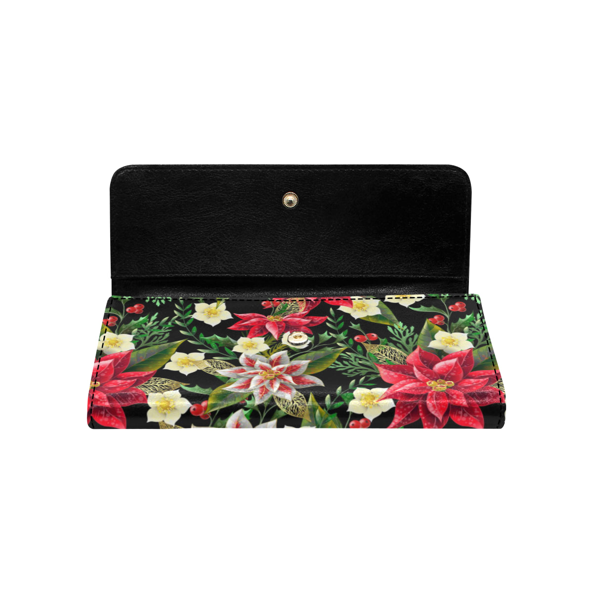Poinsettia Pattern Print Design POT05 Women's Trifold Wallet