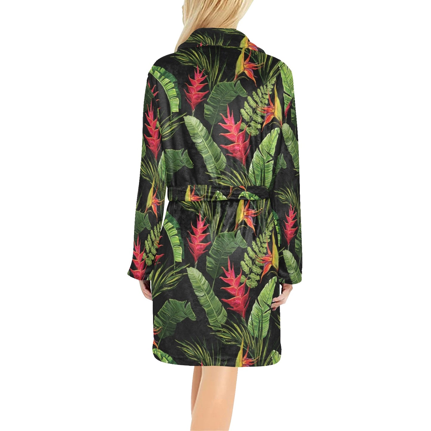 Bird Of Paradise Pattern Print Design BOP010 Women's Fleece Robe