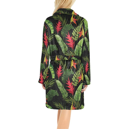 Bird Of Paradise Pattern Print Design BOP010 Women's Fleece Robe