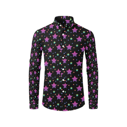 Star Print Design LKS305 Men's Long Sleeve Dress Shirt