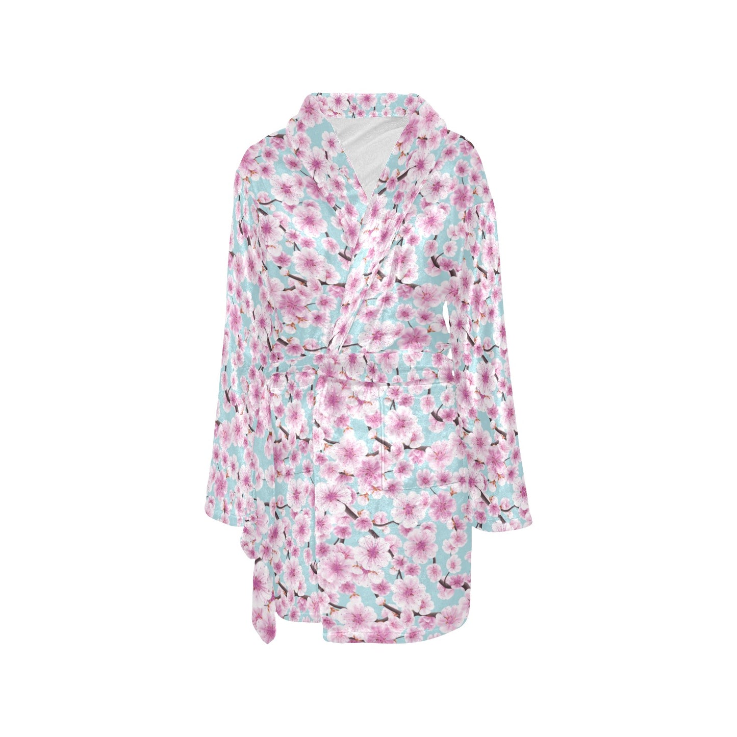 Cherry Blossom Pattern Print Design 01 Women's Fleece Robe