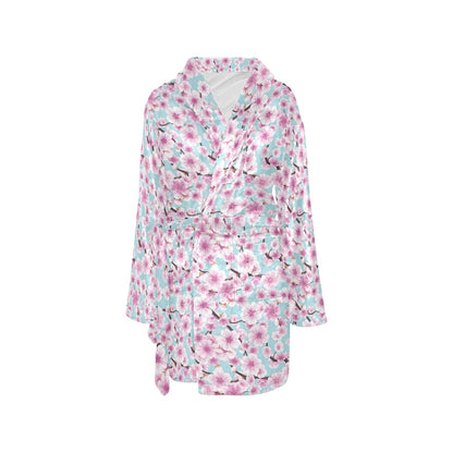 Cherry Blossom Pattern Print Design 01 Women's Fleece Robe