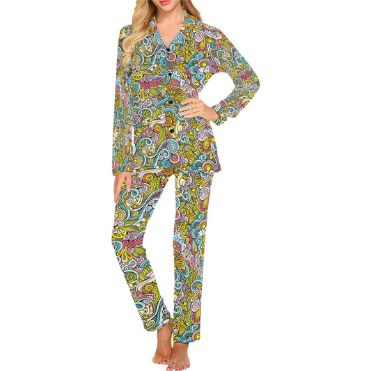 Hippie Print Design LKS301 Women's Long Pajama Set