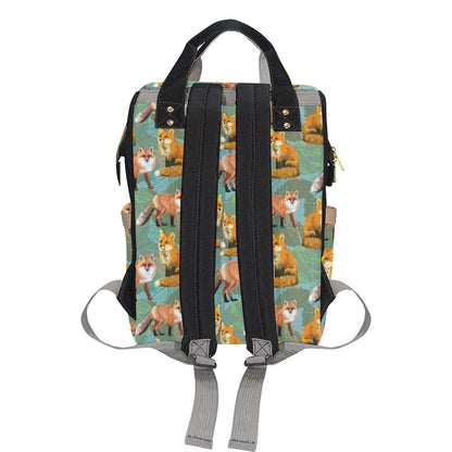 Fox Autumn leaves Themed Diaper Bag Backpack