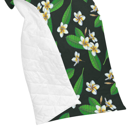 White Plumeria Pattern Print Design PM023 Premium Quilt