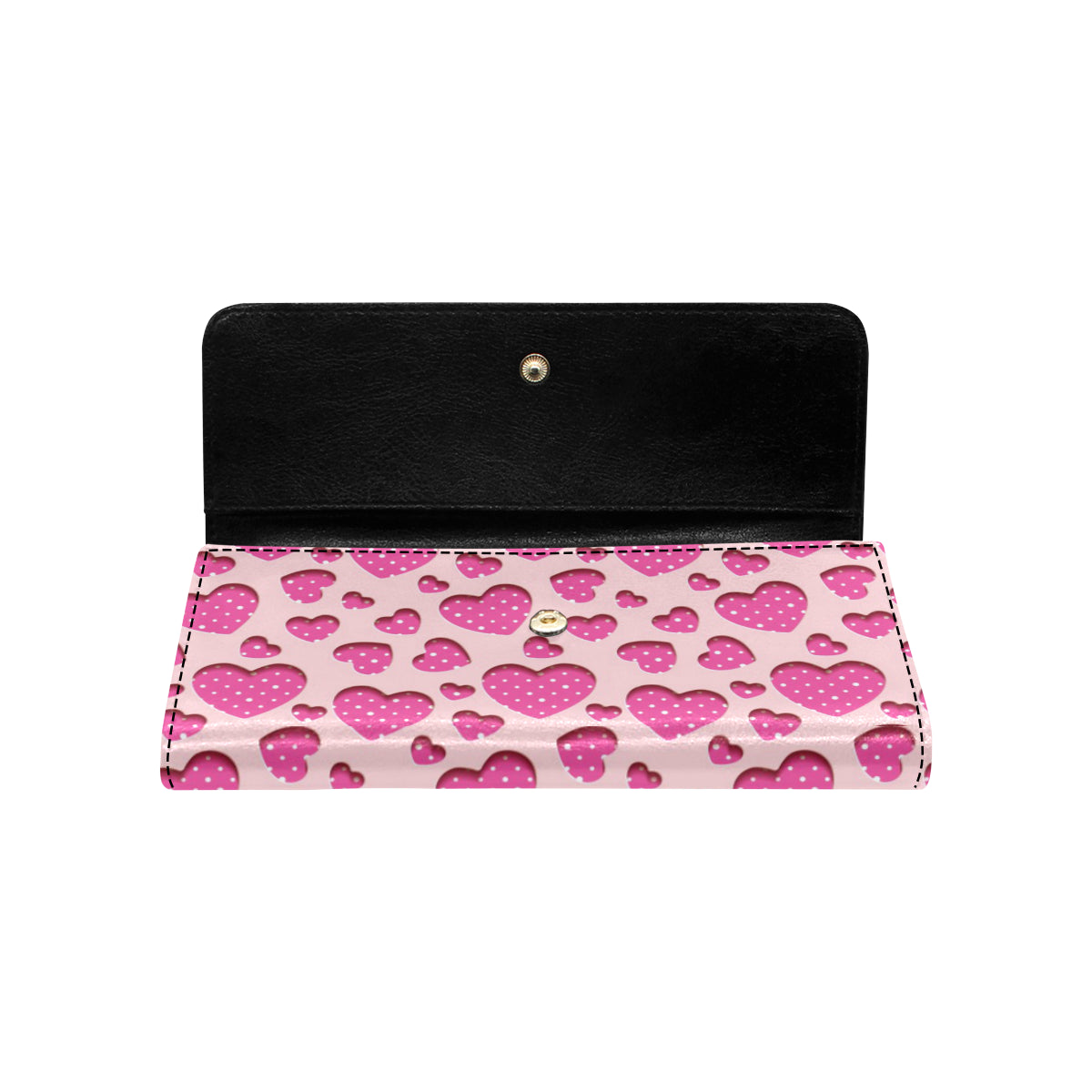 Heart Pink Pattern Print Design HE06 Women's Trifold Wallet