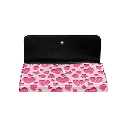 Heart Pink Pattern Print Design HE06 Women's Trifold Wallet