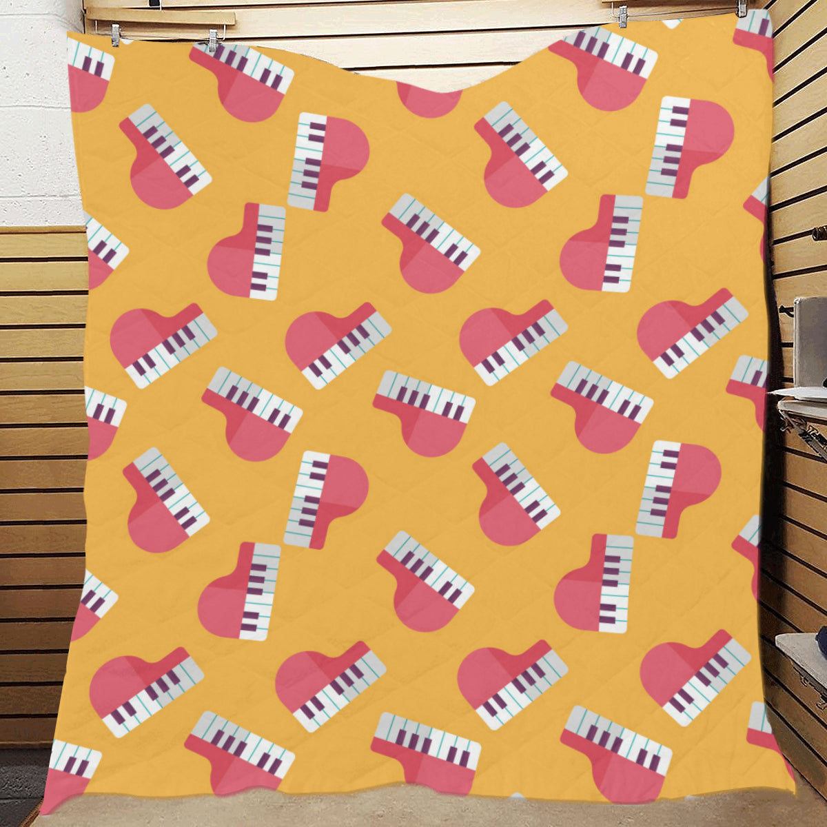 Piano Pattern Print Design 02 Premium Quilt