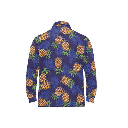 Pineapple Pattern Print Design PP02 Long Sleeve Polo Shirt For Men's