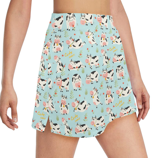 Cattle Print Design LKS403 17" Golf & Pickleball Skort with Pockets