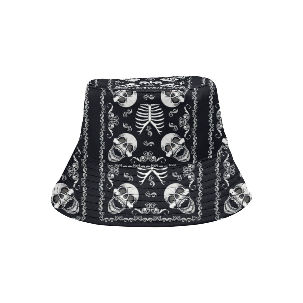 Bandana Skull Black White Print Design LKS306 Unisex Bucket Hat