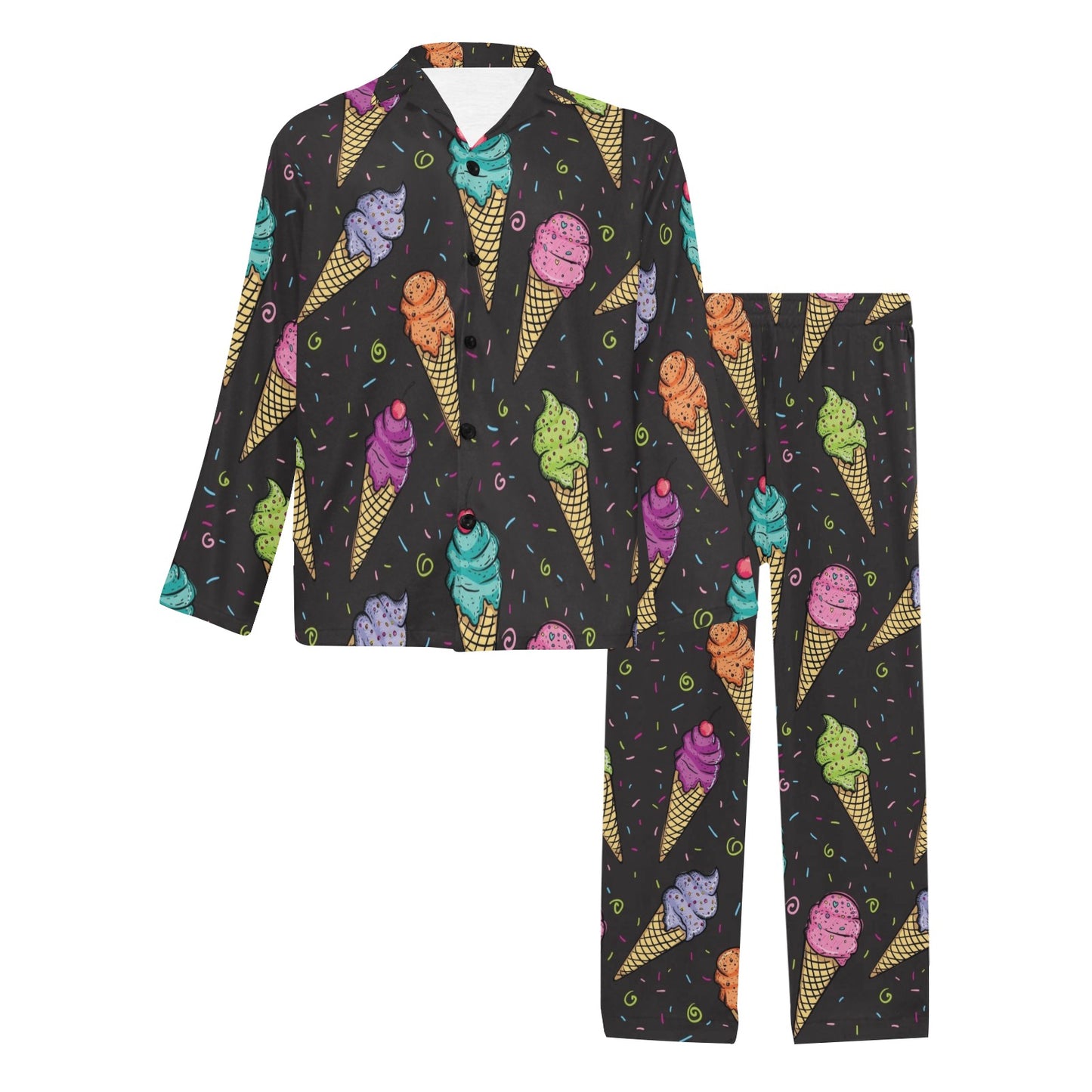 Ice Cream Pattern Print Design IC06 Men's Long Pajama Set