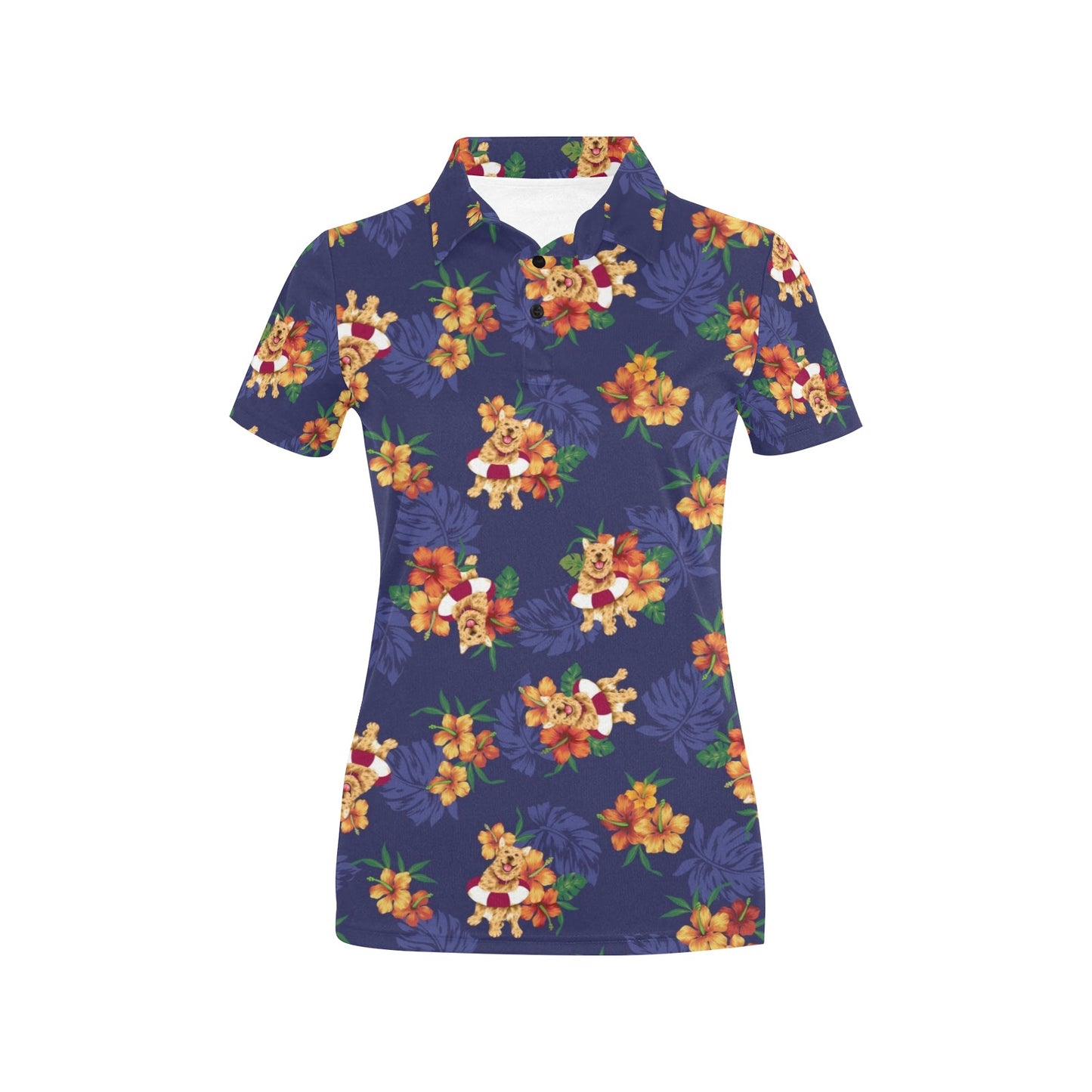 Hawaiian Themed Pattern Print Design H02 Women's Polo Shirt