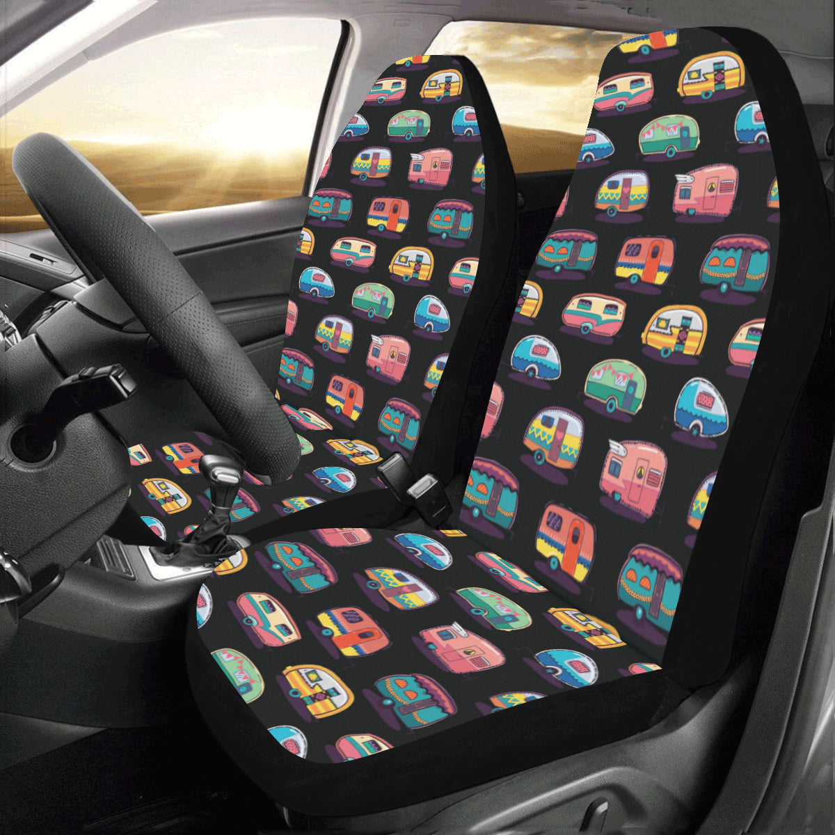 Camper Camping Pattern Car Seat Covers (Set of 2)