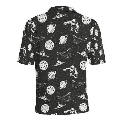 Space Astronauts Print Men Polo Shirt