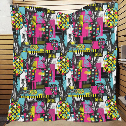 Pop Art Pineapple Pattern Print Design A02 Premium Quilt