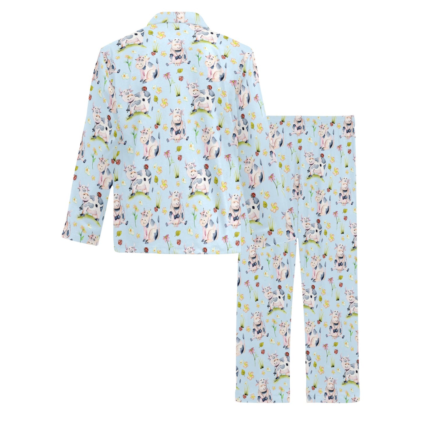 Cow Happy Pattern Print Design 05 Men's Long Pajama Set
