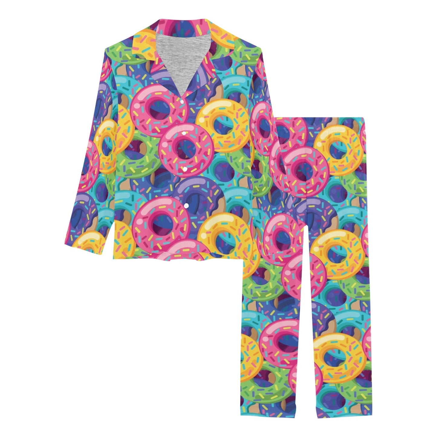 Donut Pattern Print Design DN010 Women's Long Pajama Set
