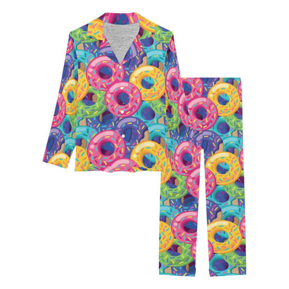 Donut Pattern Print Design DN010 Women's Long Pajama Set
