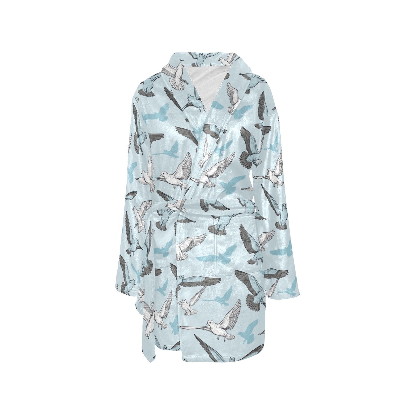 Pigeon Pattern Print Design 03 Women's Fleece Robe