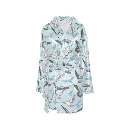 Pigeon Pattern Print Design 03 Women's Fleece Robe